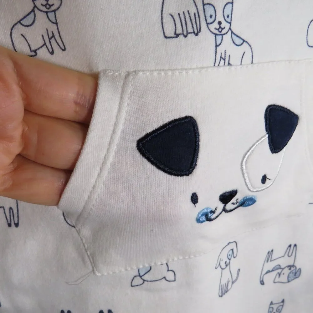 Baby Blue & White Dog Puppy Bodysuit Rene' Rofe' 3-6 mts